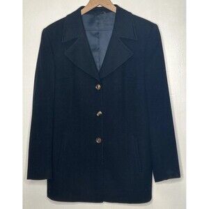 Loro Piana Blazer Woman’s Size 44 Black Doeskin Wool 3 Button Classic  Clean